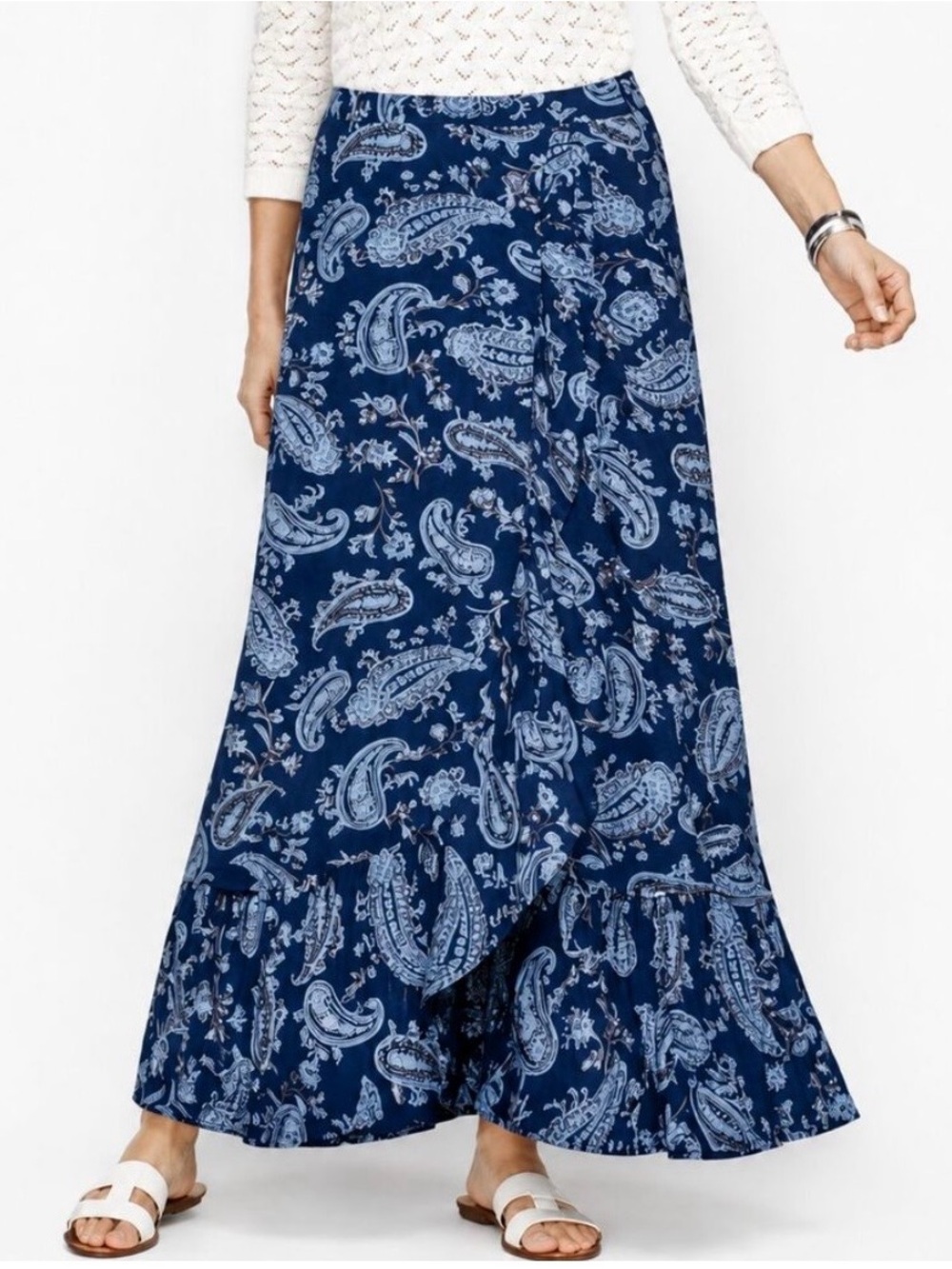 Talbots Paisley Cascading Wrap Maxi Skirt